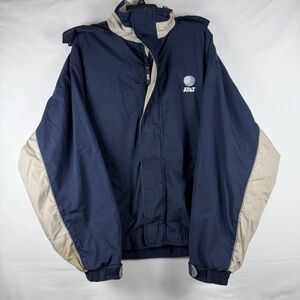 AT&T Technician Vintage Blue Full Zip XL Rain Parka Workwear Jacket Heavy Duty